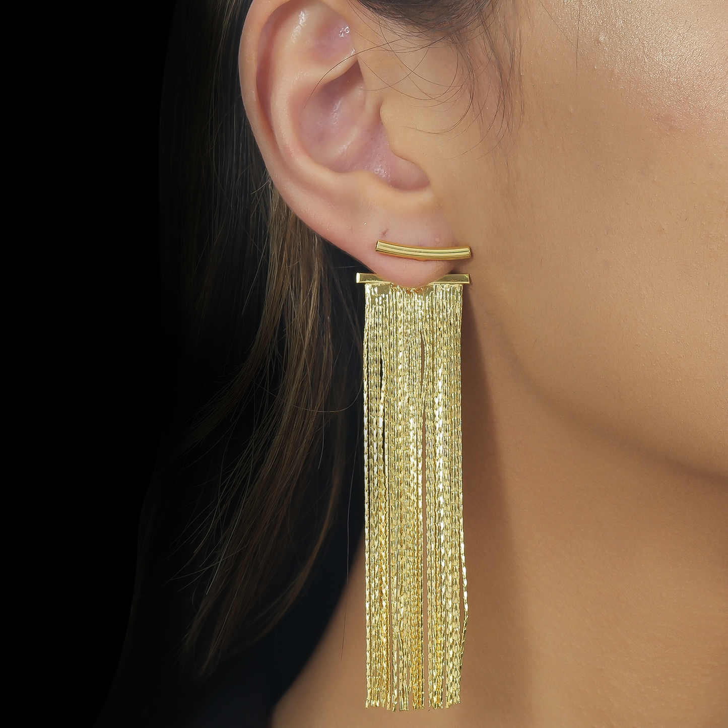 Brinco Lilith Allure Dourado de Franja / Lilith Allure Gold Fringe Earrings