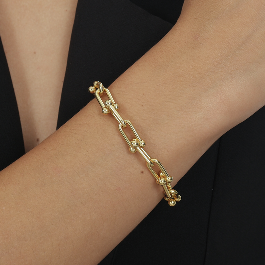 Pulseira Lilith Allure Dourada Corrente Elos Largos / Lilith Allure Gold Chain Bracelet with Large Links