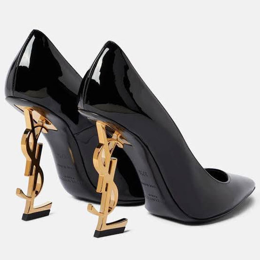 Saint Laurent Scarpin Opyum com logo Cassandre e salto 110mm
