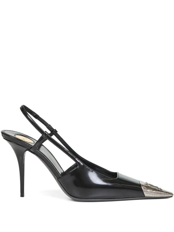 Saint Laurent Scarpin Jeanne com bico metálico e salto 90mm