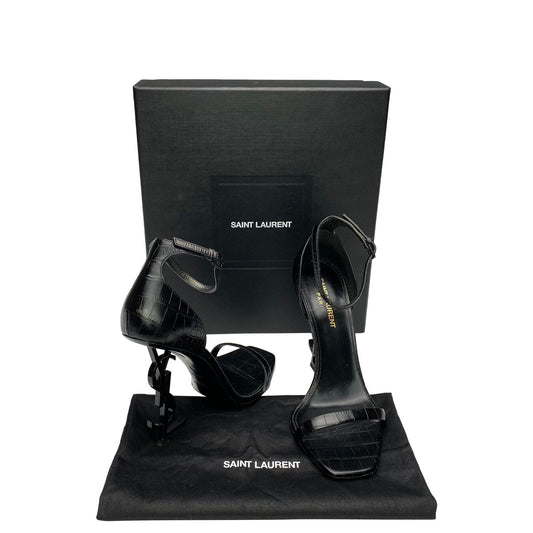 Saint Laurent Sandália Opyum de couro envernizado com salto 85mm