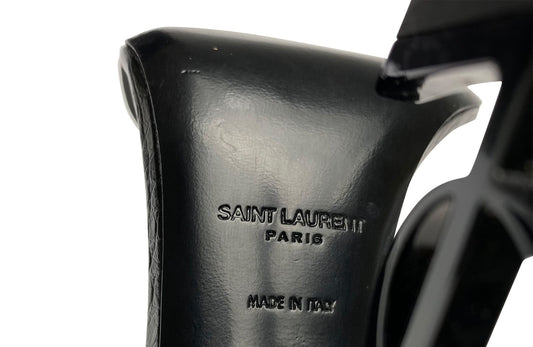 Saint Laurent Sandália Opyum de couro envernizado com salto 85mm