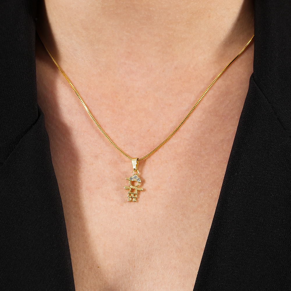 Colar Lilith Allure Dourado Filho com Zircônia / Lilith Allure Gold Necklace Son with Zirconia