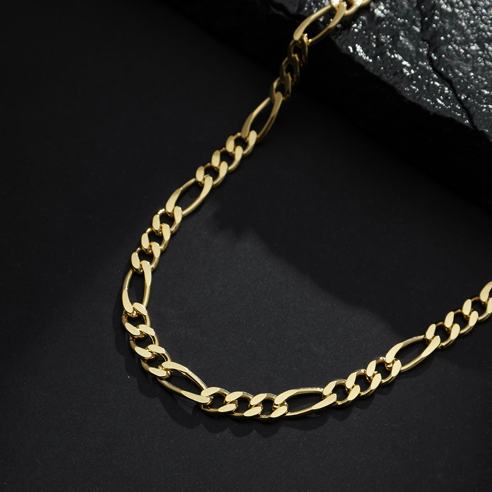 Corrente Lilith Allure Dourada Masculina Elo 3 por 1 - 5mm - Lilith Allure Gold-Plated Men's Chain 3 by 1 - 5mm