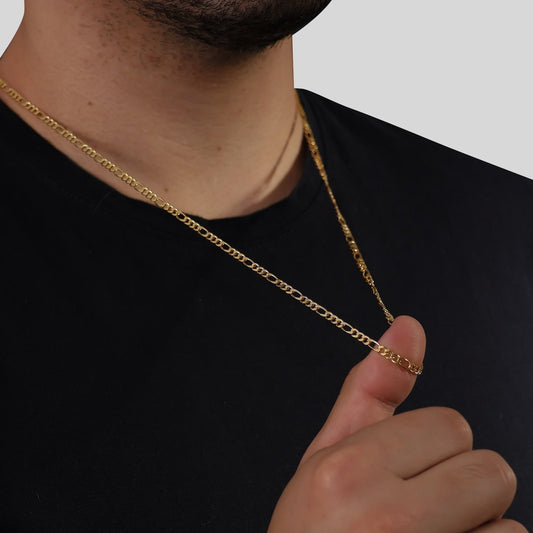 Corrente Lilith Allure Dourada Masculina Elo 3 por 1 - 3mm / Lilith Allure Gold-Plated Men's Chain 3 by 1 - 3mm