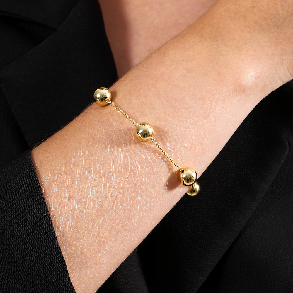 Pulseira Lilith Allure Dourada de Bolas Grandes / Lilith Allure Gold Bracelet with Large Beads