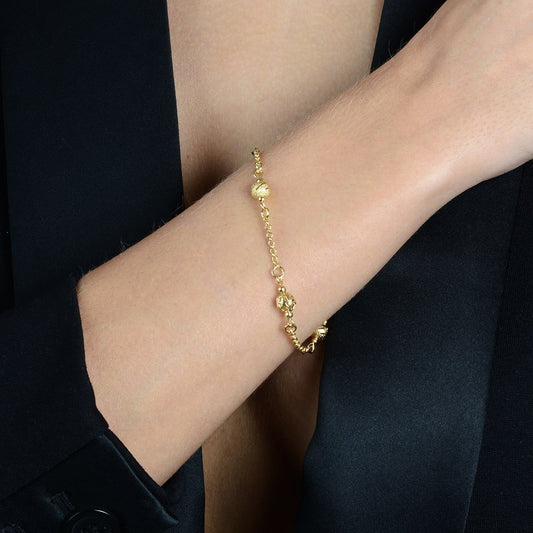 Pulseira Lilith Allure Dourada Elo Português com Esferas / Lilith Allure Gold Bracelet with Portuguese Links and Spheres