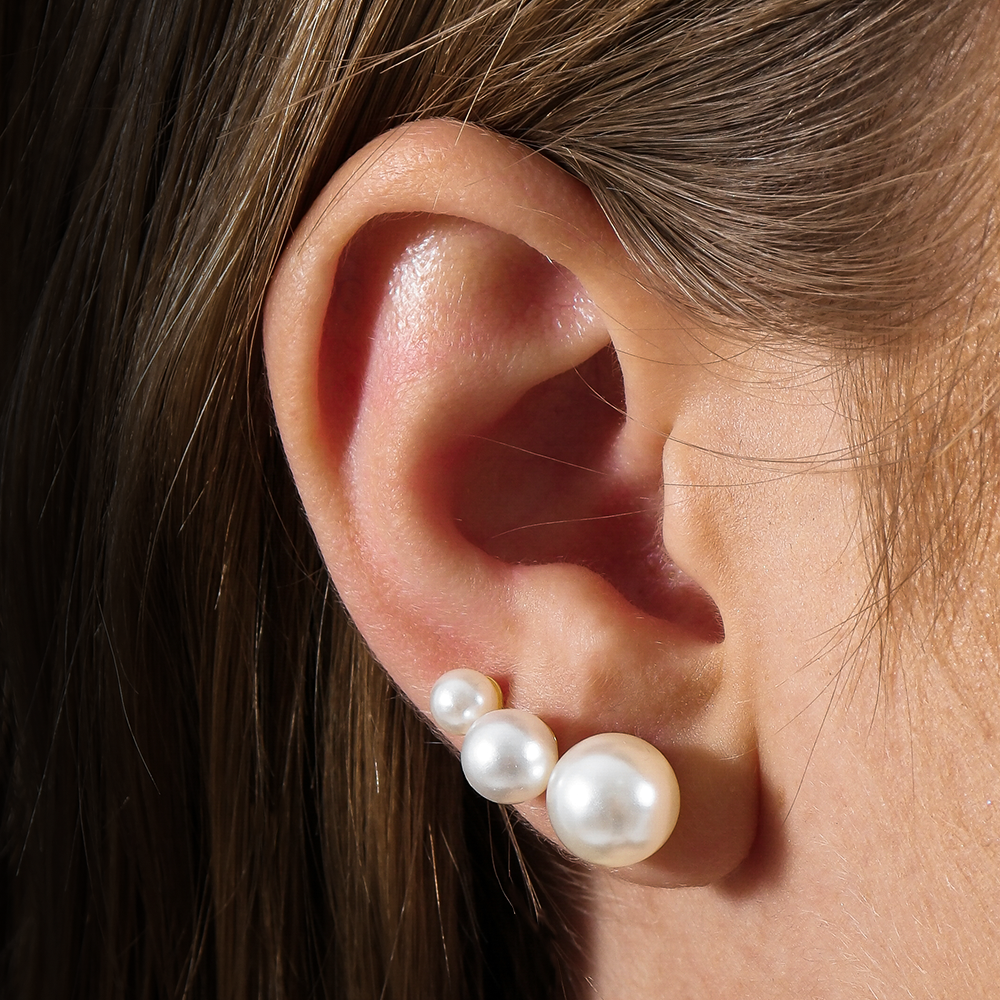 Trio Lilith Allure Dourado de Pérolas / Lilith Allure Gold Pearl Trio Earrings