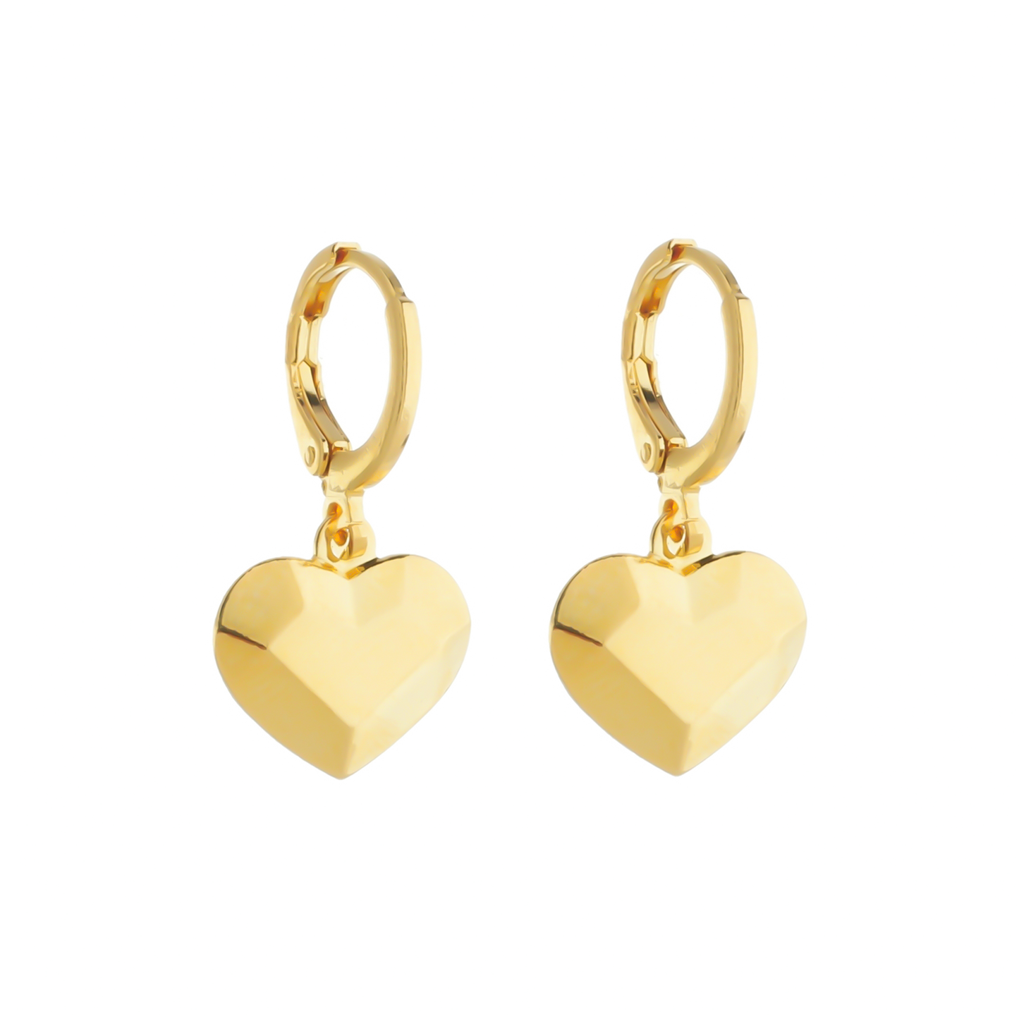 Brinco Lilith Allure Dourado de Argolinha Coração Traços Retos / Lilith Allure Gold Hoop Earrings with Geometric Heart