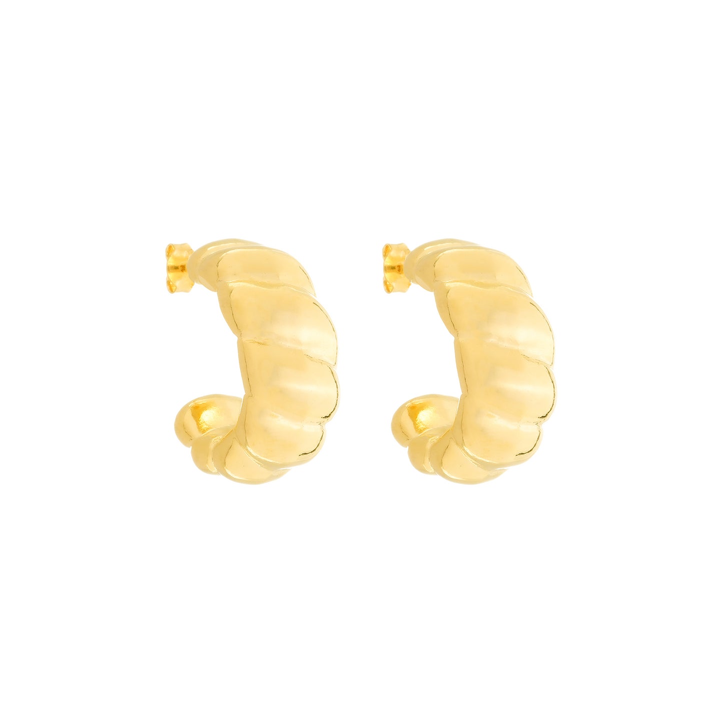 Brinco Lilith Allure Dourado de Meia Argola Orgânico Arredondado / Lilith Allure Gold Rounded Organic Half Hoop Earrings