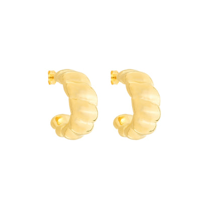 Brinco Lilith Allure Dourado de Meia Argola Orgânico Arredondado / Lilith Allure Gold Rounded Organic Half Hoop Earrings