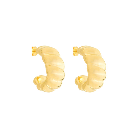 Brinco Lilith Allure Dourado de Meia Argola Orgânico Arredondado / Lilith Allure Gold Rounded Organic Half Hoop Earrings