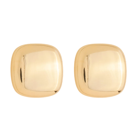 Brinco Lilith Allure Dourado Formato Quadrado com Bordas Arredondadas. Lilith Allure Gold Square Earrings with Rounded Edges
