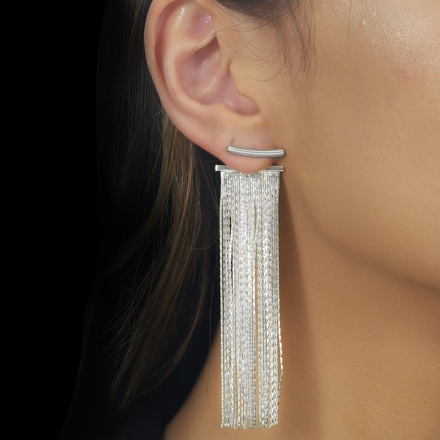 Brinco Lilith Allure Prateado de Franja / Lilith Allure Silver Fringe Earrings