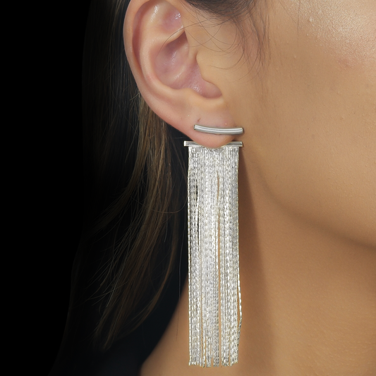 Brinco Lilith Allure Prateado de Franja / Lilith Allure Silver Fringe Earrings