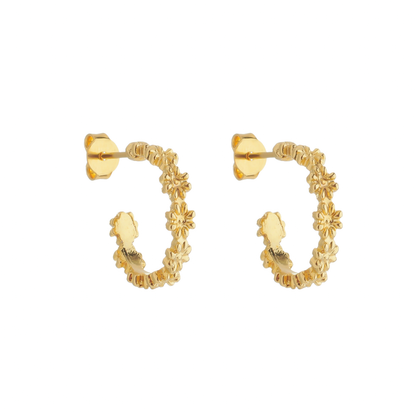 Brinco Lilith Allure Dourado de Argola Formato de Flor / Lilith Allure Gold Flower-Shaped Hoop Earrings