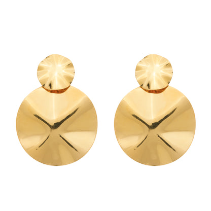Brinco Lilith Allure Dourado Orgânico Dois Círculos Amassados. Lilith Allure Gold Organic Double Hammered Circle Earrings