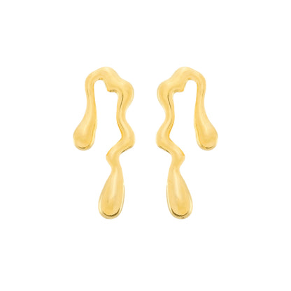 Brinco Lilith Allure Dourado Orgânico de Gota / Lilith Allure Gold Organic Teardrop Earrings