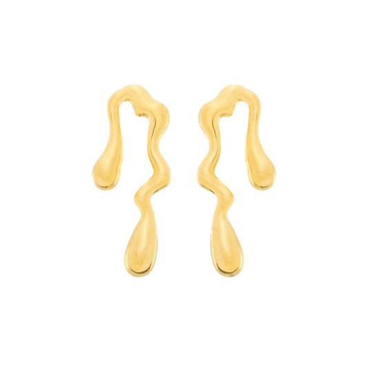 Brinco Lilith Allure Dourado Orgânico de Gota / Lilith Allure Gold Organic Teardrop Earrings