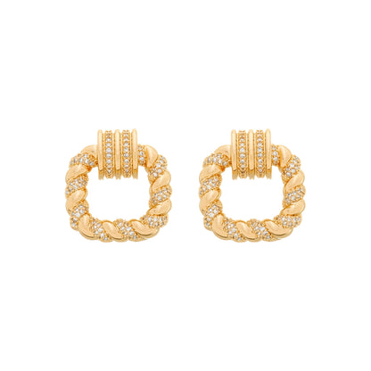 Brinco Lilith Allure Dourado de Gala Trançado com Zircônia / Lilith Allure Gold Gala Braided Earrings with Zirconia