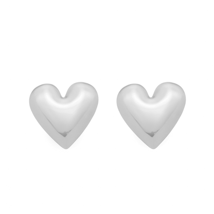 Brinco Lilith Allure Prateado de Coração Liso / Lilith Allure Silver Smooth Heart Earrings