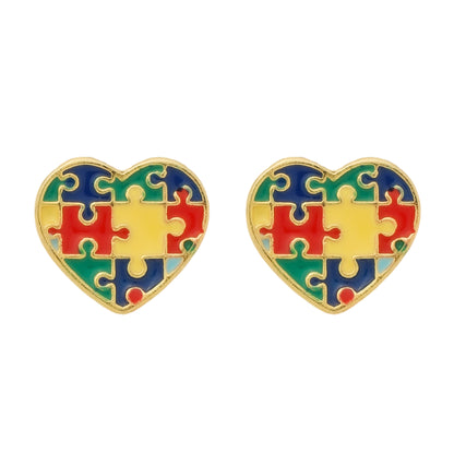 Brinco Lilith Allure Dourado Autismo Formato Coração. Brinco Lilith Allure Dourado Autismo Formato Coração