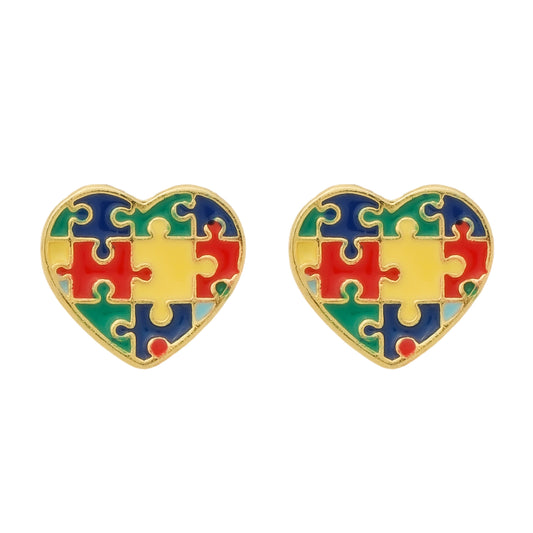 Brinco Lilith Allure Dourado Autismo Formato Coração. Brinco Lilith Allure Dourado Autismo Formato Coração