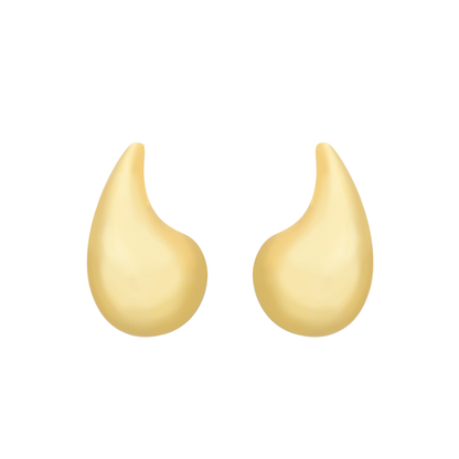Brinco Lilith Allure Dourado Gota Curvada Grande / Lilith Allure Large Gold Curved Teardrop Earrings