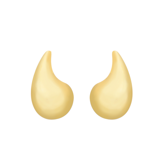 Brinco Lilith Allure Dourado Gota Curvada Grande / Lilith Allure Large Gold Curved Teardrop Earrings