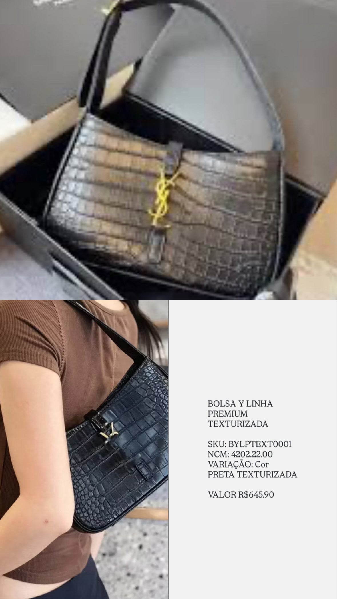 BOLSA LILITH  Le 5 Ã 7 croco   Black YSL