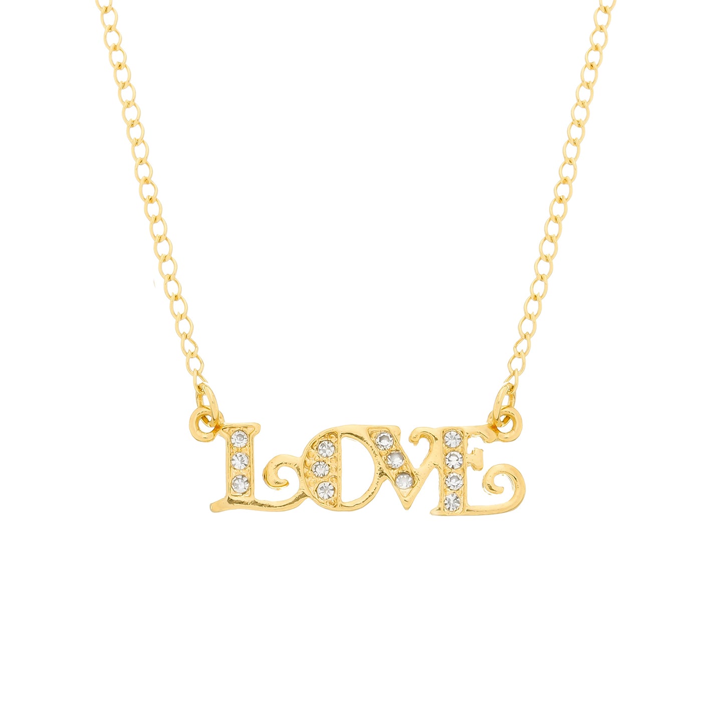 Colar Lilith Allure Dourado Love com Zircônia. Lilith Allure Gold 'Love' Necklace with Zirconia