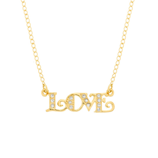 Colar Lilith Allure Dourado Love com Zircônia. Lilith Allure Gold 'Love' Necklace with Zirconia