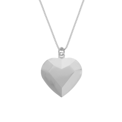 Colar Lilith Allure Prateado de Coração Traços Retos / Lilith Allure Silver Geometric Heart Necklace