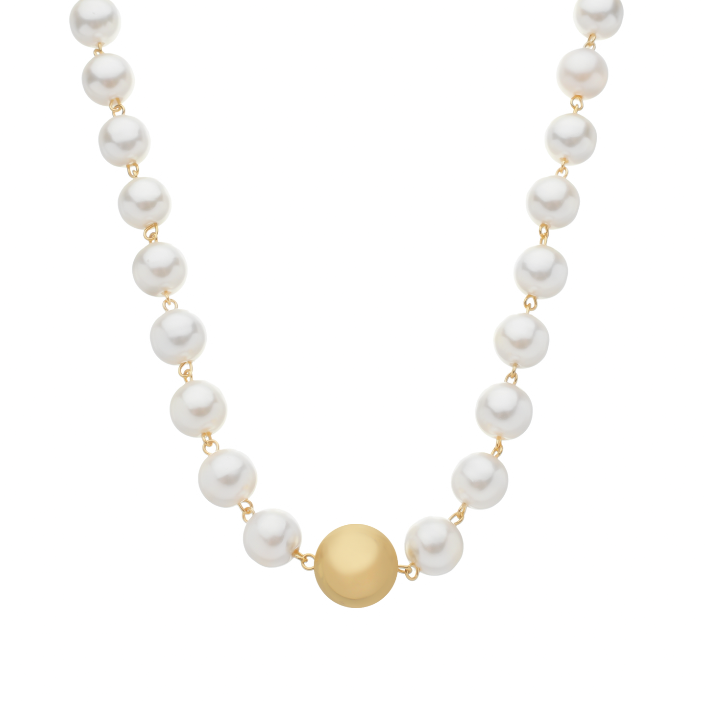 Colar Lilith Allure Dourado de Pérolas e Bola / Lilith Allure Gold Necklace with Pearls and Bead