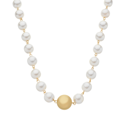 Colar Lilith Allure Dourado de Pérolas e Bola / Lilith Allure Gold Necklace with Pearls and Bead