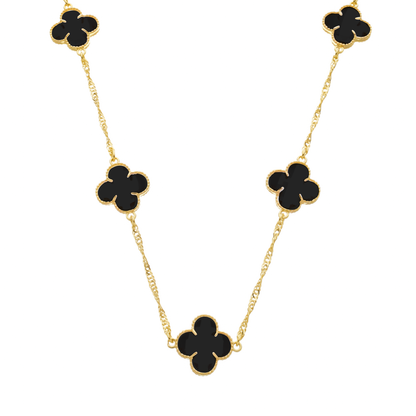 Colar Lilith Allure Dourado 5 Trevos Preto / Lilith Allure Gold Necklace with 5 Black Clovers