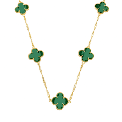Colar Lilith Allure Dourado 5 Trevos Verde / Lilith Allure Gold Necklace with 5 Green Clovers