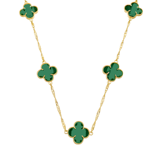 Colar Lilith Allure Dourado 5 Trevos Verde / Lilith Allure Gold Necklace with 5 Green Clovers