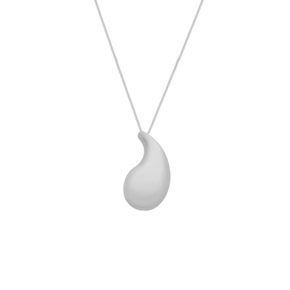 Colar Lilith Allure Prateado de Gota Curvada / Lilith Allure Silver Curved Teardrop Necklace