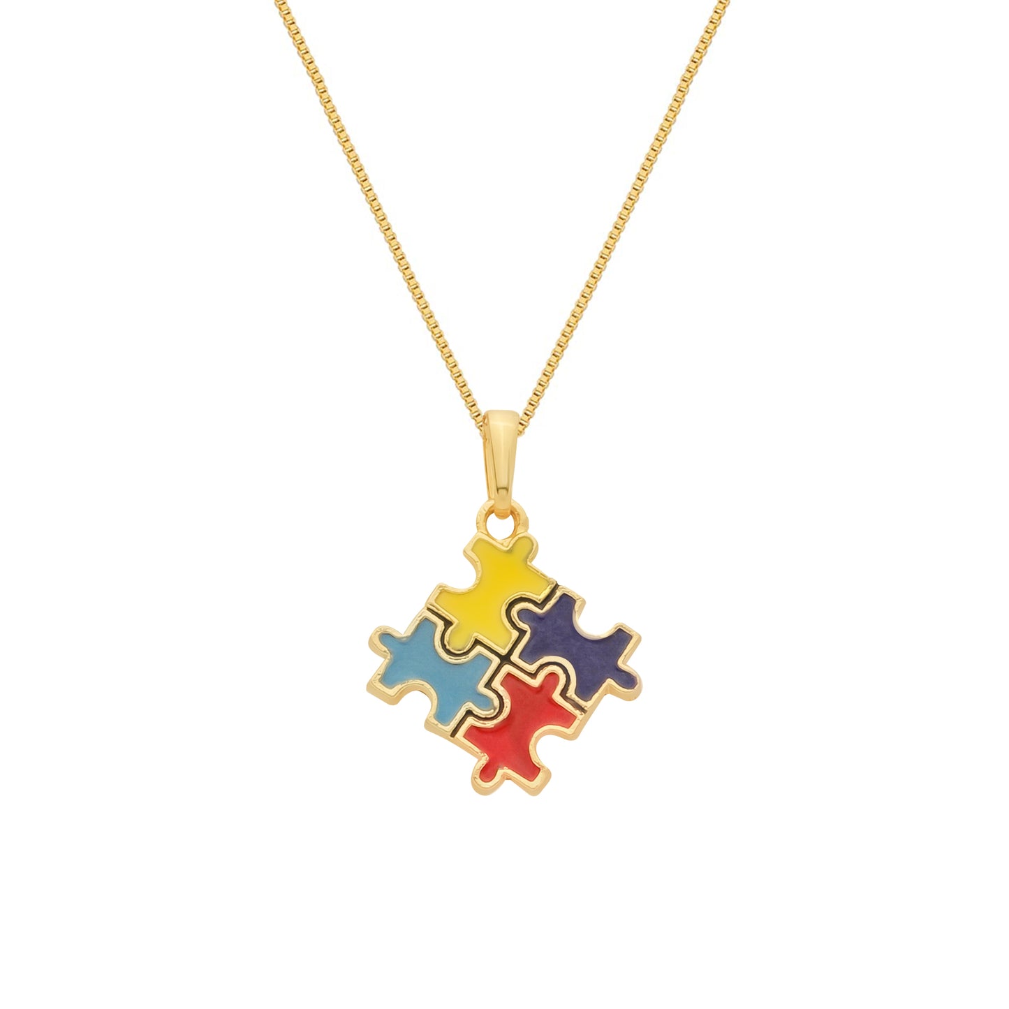 Colar Lilith Allure Dourado Autismo Formato Quebra-Cabeça. Lilith Allure Gold Autism Puzzle Piece Necklace