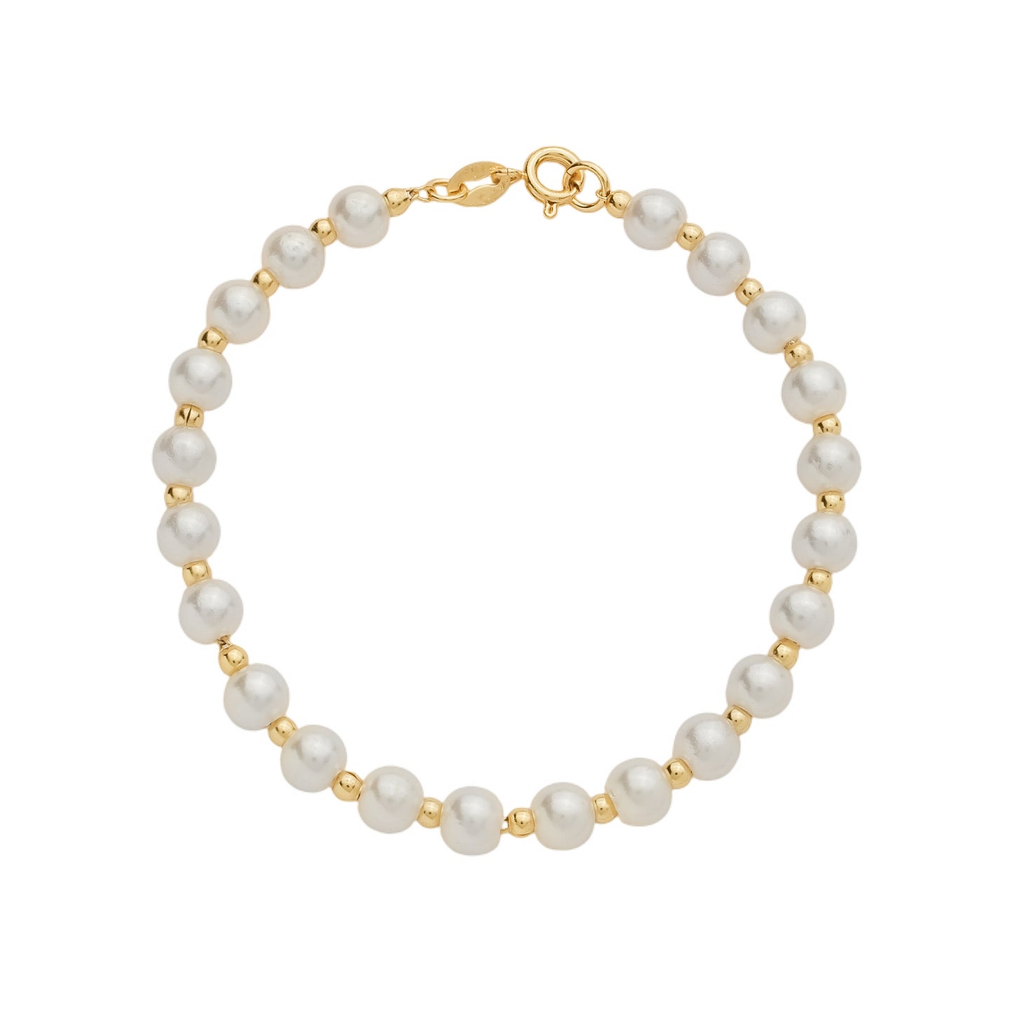 Pulseira Lilith Allure Dourada de Pérolas e Bolinhas. Lilith Allure Gold Pearl and Bead Bracelet