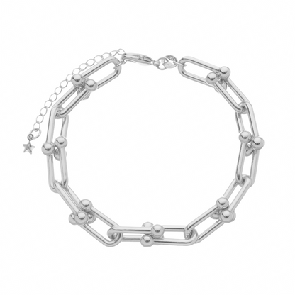 Pulseira Lilith Allure Prateada Corrente Elos Largos / Lilith Allure Silver Chain Bracelet with Large Links