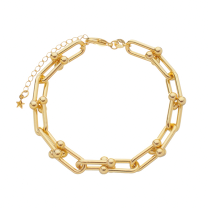 Pulseira Lilith Allure Dourada Corrente Elos Largos / Lilith Allure Gold Chain Bracelet with Large Links