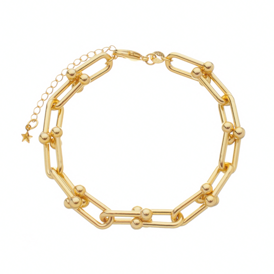Pulseira Lilith Allure Dourada Corrente Elos Largos / Lilith Allure Gold Chain Bracelet with Large Links