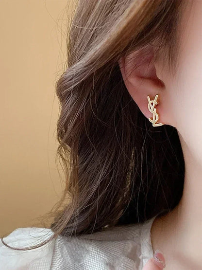 Brincos de carta de aço inoxidável