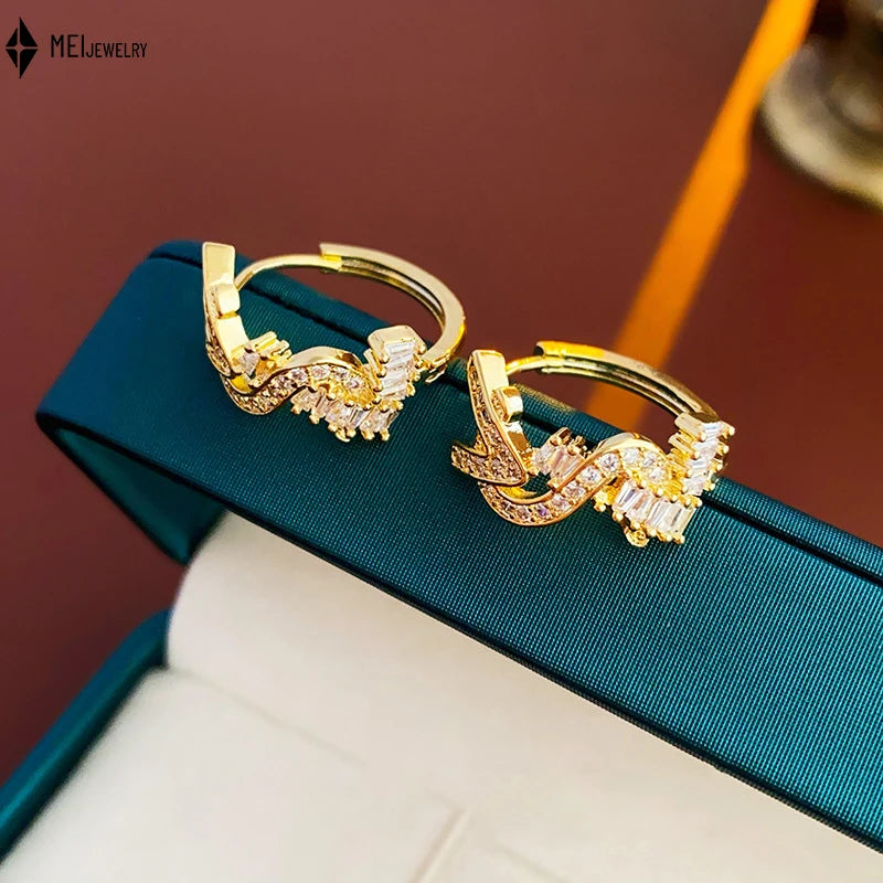 Brincos leves de luxo de alta qualidade com letras de zircônia cúbica de pérola