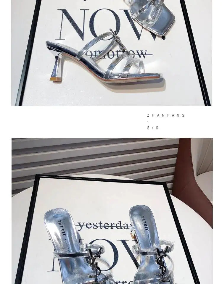 Salto de Couro com Diamantes