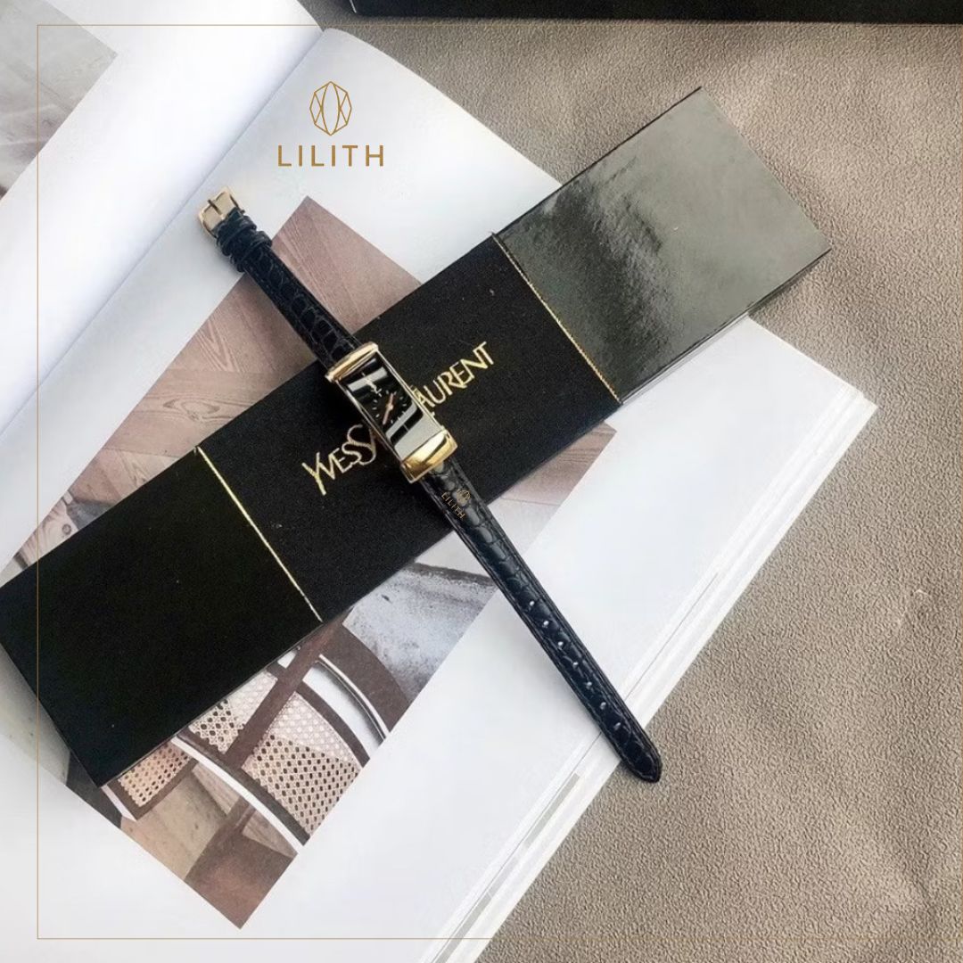 Relógio Lilith Rectangle Noir & Or YSL