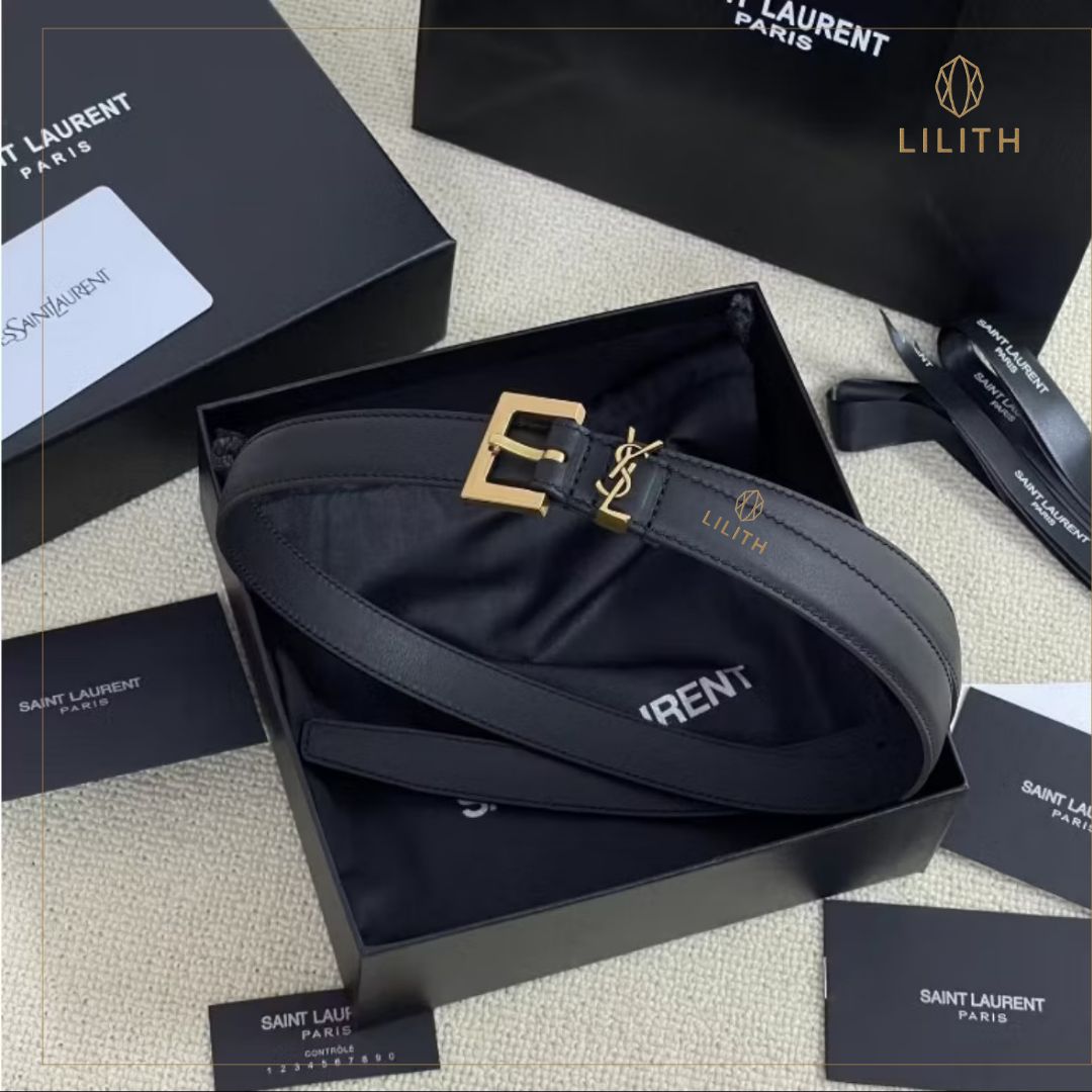 Cinto Lilith Monogram Noir &amp; Or YSL
