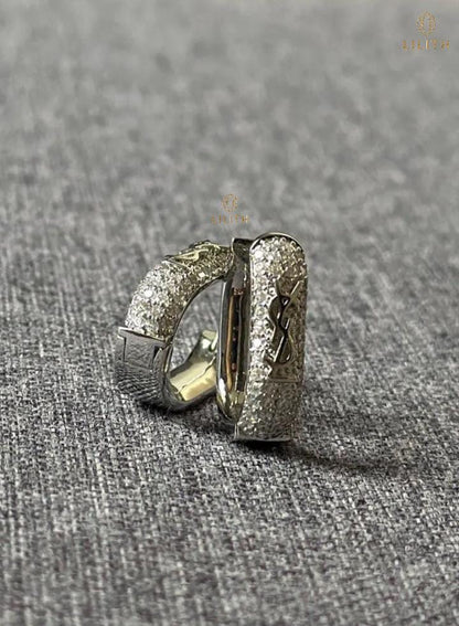 Laurent YSL Pavé Crystal Hoop Earrings.